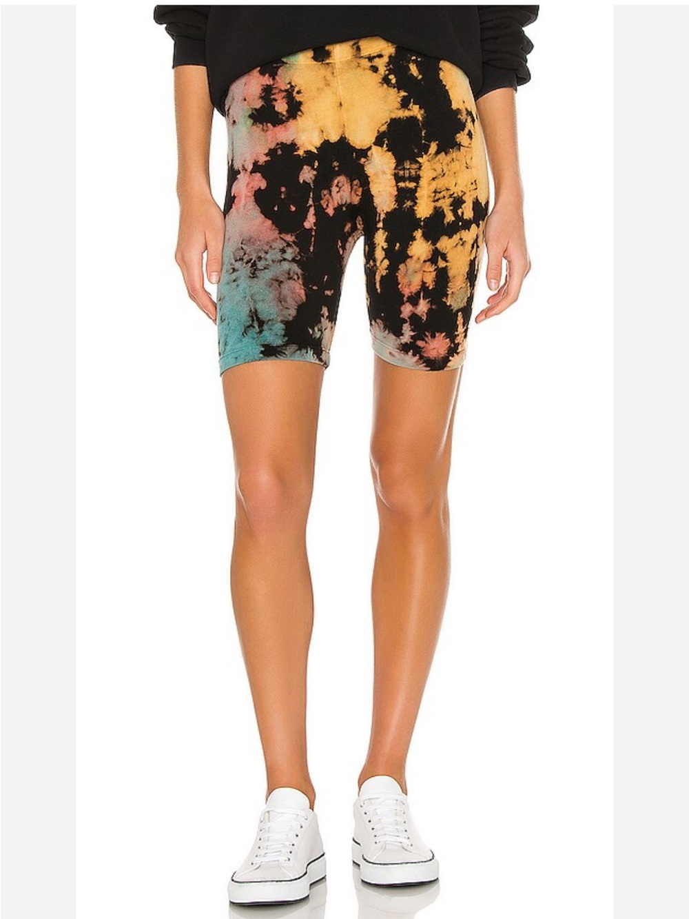 Cotton Citizen Tie-Dye Bike Shorts in Black, Yellow, Teal, Pink